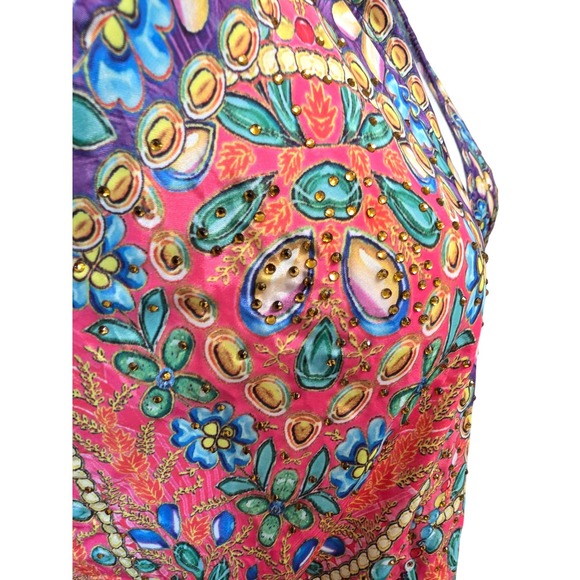 Rima SXM Halter Maxi Dress Womens OS Multi-Color Like New Art Silk Boho Print - Picture 8 of 15